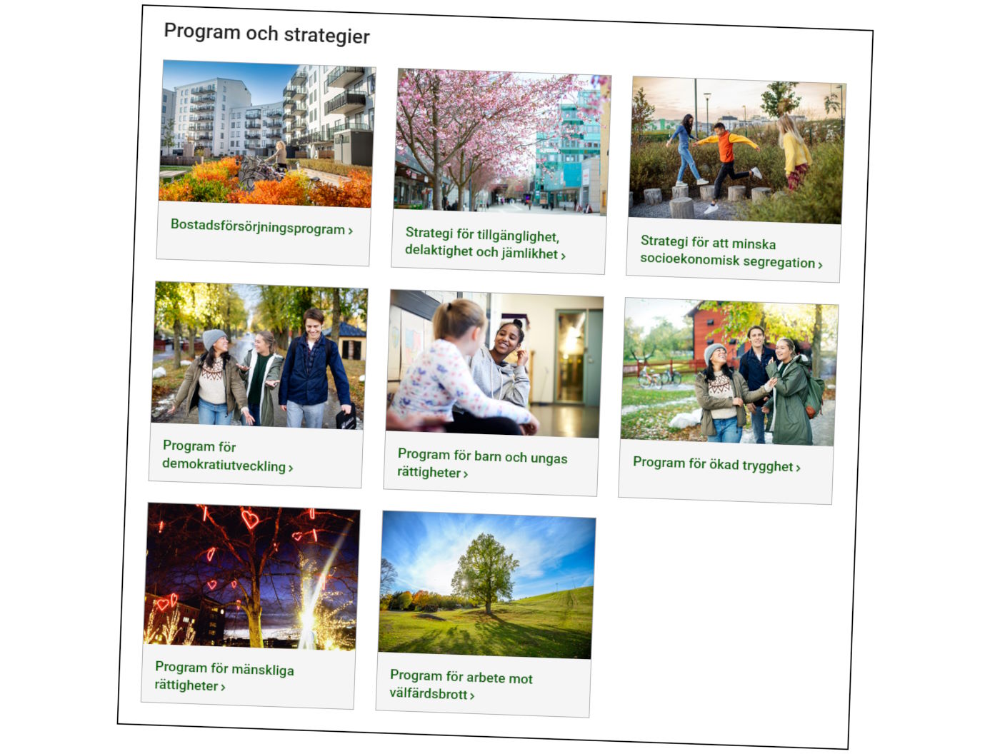 Program och strategier för social hållbarhet i Järfälla.