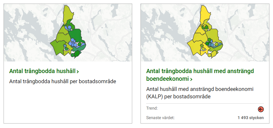 Kartor över trångboddhet i järfälla per RegSOområden